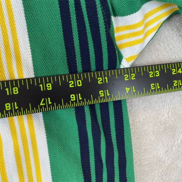 Vintage Bugle Boy Mens Polo Shirt XL Short Sleeve Pinstriped Casual Retro Green - Picture 4 of 6